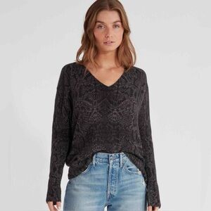 360 Cashmere Snake Print Vneck Sweater